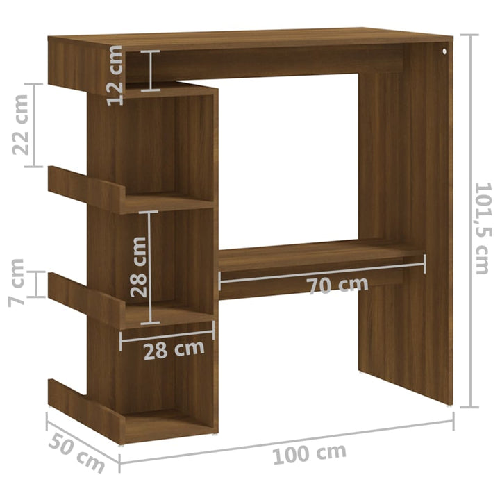vidaXL Bar Table Dining Room Standing Desk with Storage Rack Engineered Wood-24