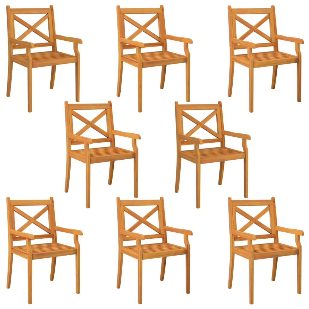 vidaXL Outdoor Dining Chairs Patio Dining Chair with Armrest Solid Wood Acacia-5