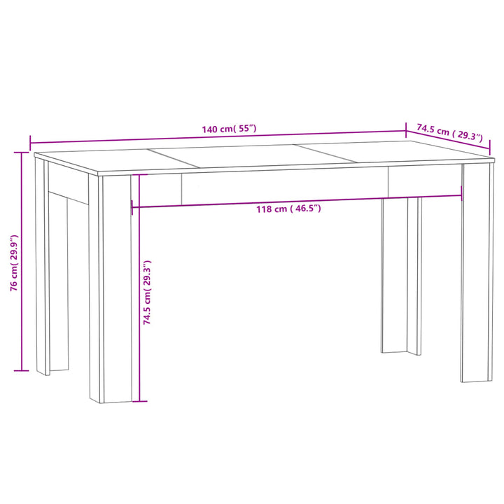 vidaXL Dining Table Engineered Wood Kitchen Dining Room Furniture Multi Colors-43