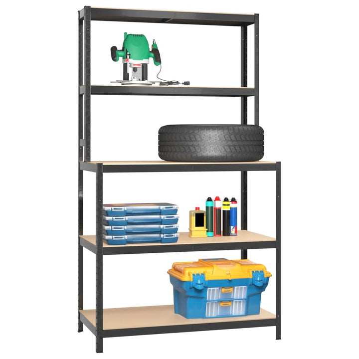 vidaXL 5-Layer Work Table with Shelves Anthracite Steel&Engineered Wood-13