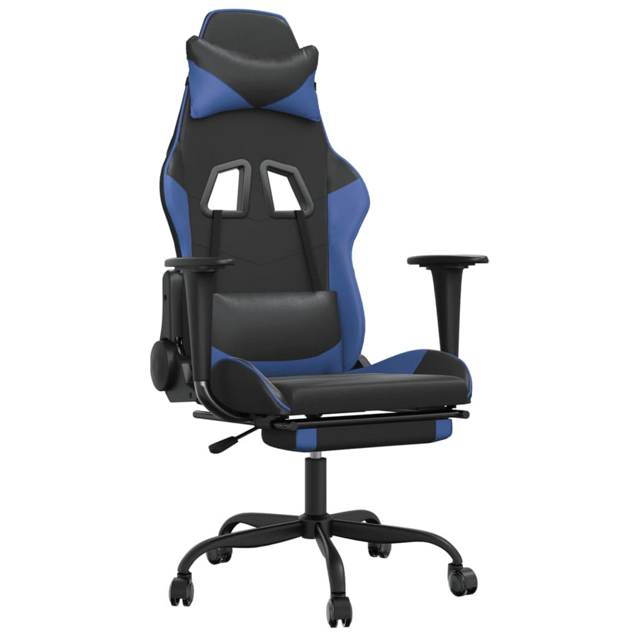 vidaXL Gaming Chair Swivel Massage Gaming Chair with Footrest Faux Leather-40