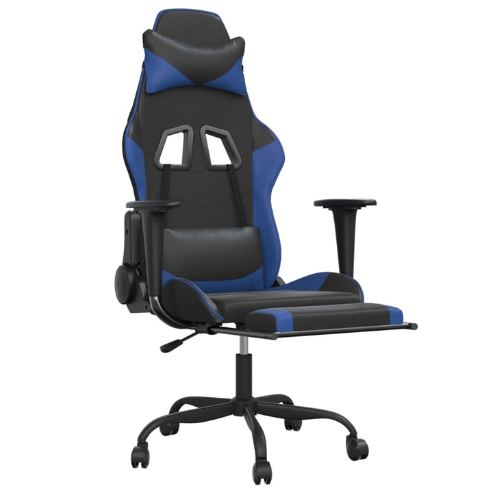 vidaXL Gaming Chair Swivel Massage Gaming Chair with Footrest Faux Leather-15