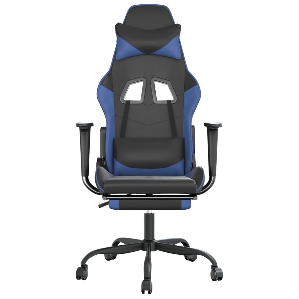 vidaXL Gaming Chair Swivel Massage Gaming Chair with Footrest Faux Leather-16