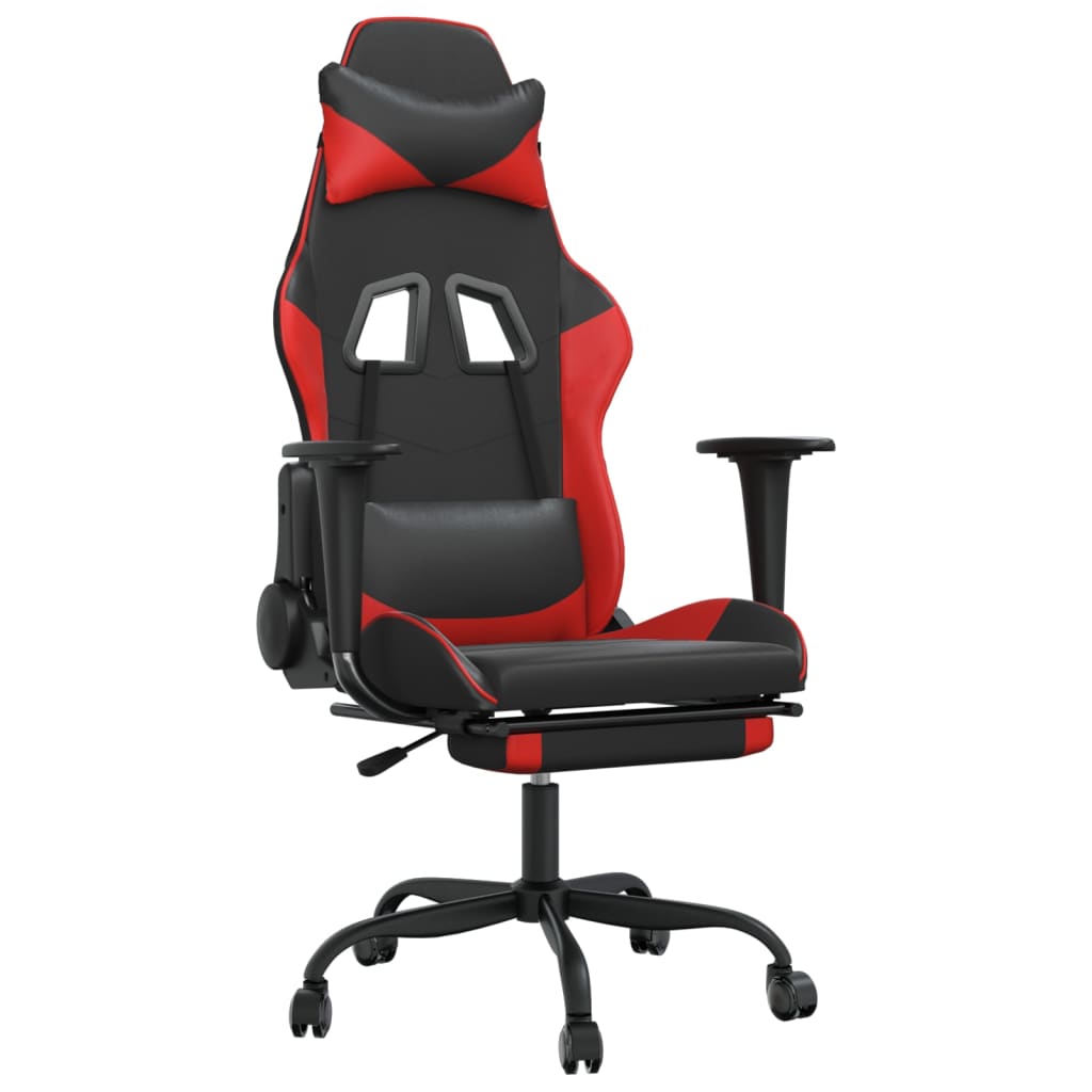 vidaXL Gaming Chair Swivel Massage Gaming Chair with Footrest Faux Leather-8