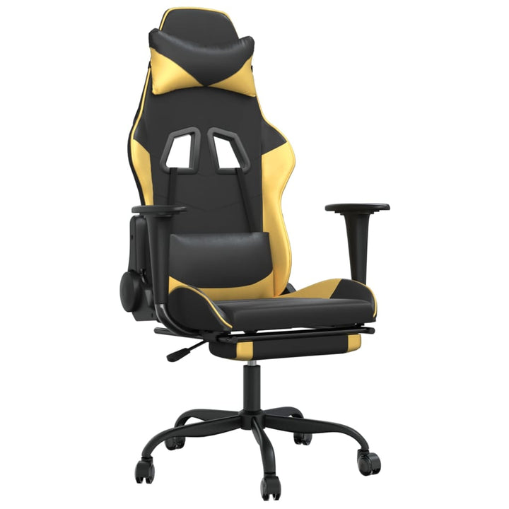vidaXL Gaming Chair Swivel Massage Gaming Chair with Footrest Faux Leather-42