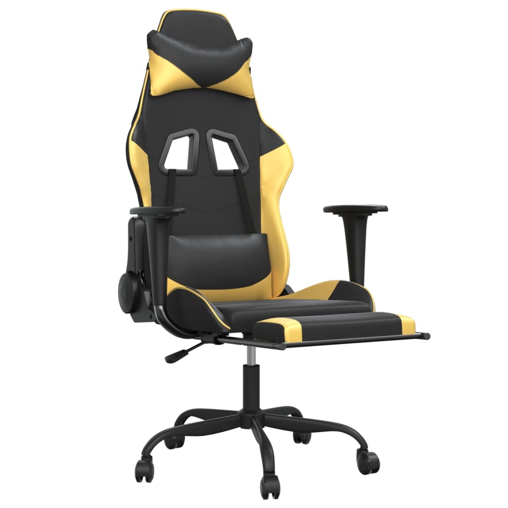 vidaXL Gaming Chair Swivel Massage Gaming Chair with Footrest Faux Leather-64