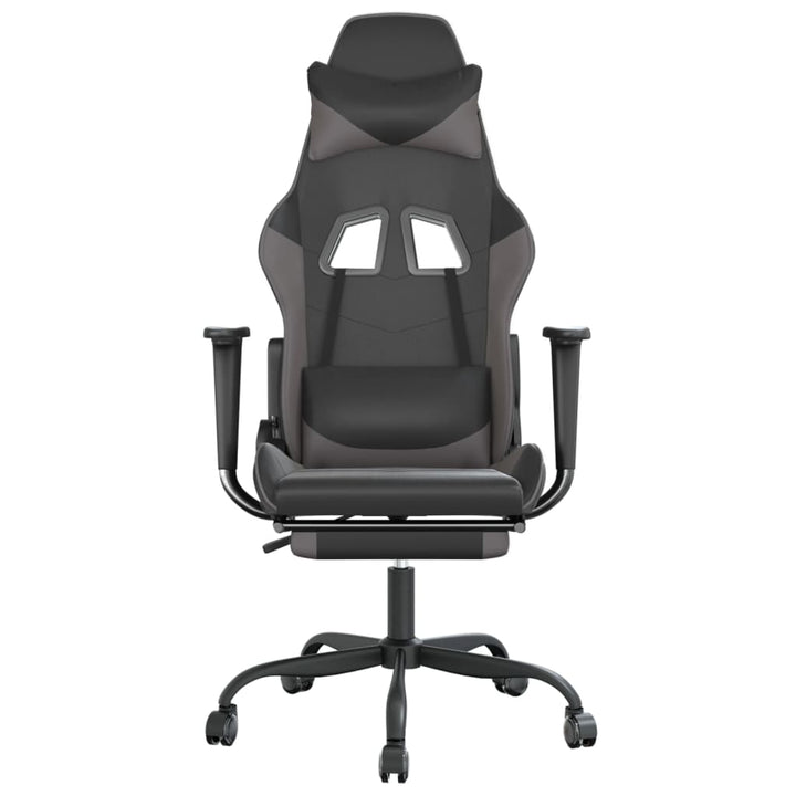 vidaXL Gaming Chair Swivel Massage Gaming Chair with Footrest Faux Leather-25