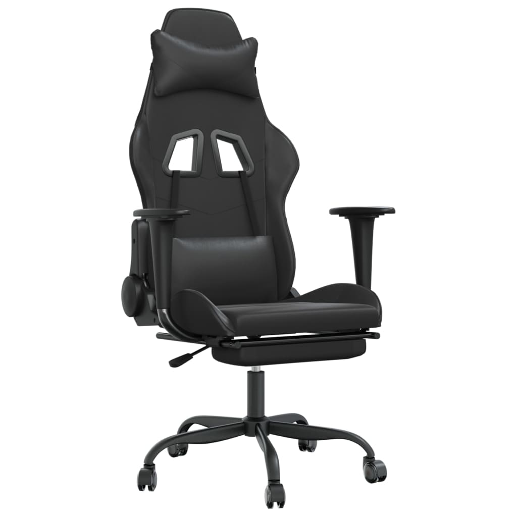 vidaXL Gaming Chair Swivel Massage Gaming Chair with Footrest Faux Leather-2