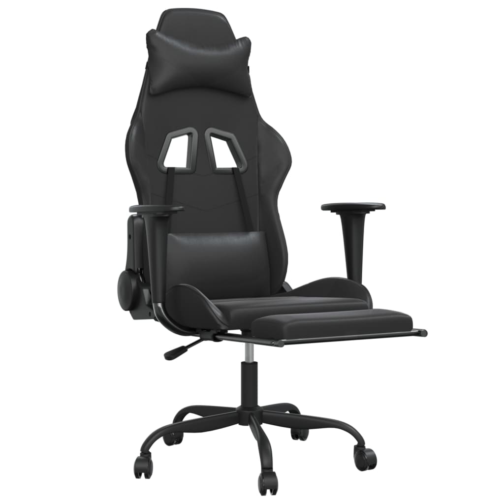 vidaXL Gaming Chair Swivel Massage Gaming Chair with Footrest Faux Leather-49