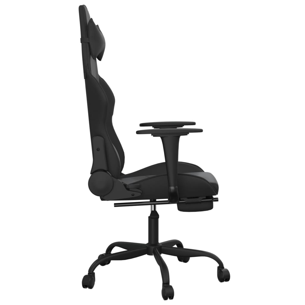 vidaXL Gaming Chair Swivel Massage Gaming Chair with Footrest Faux Leather-11