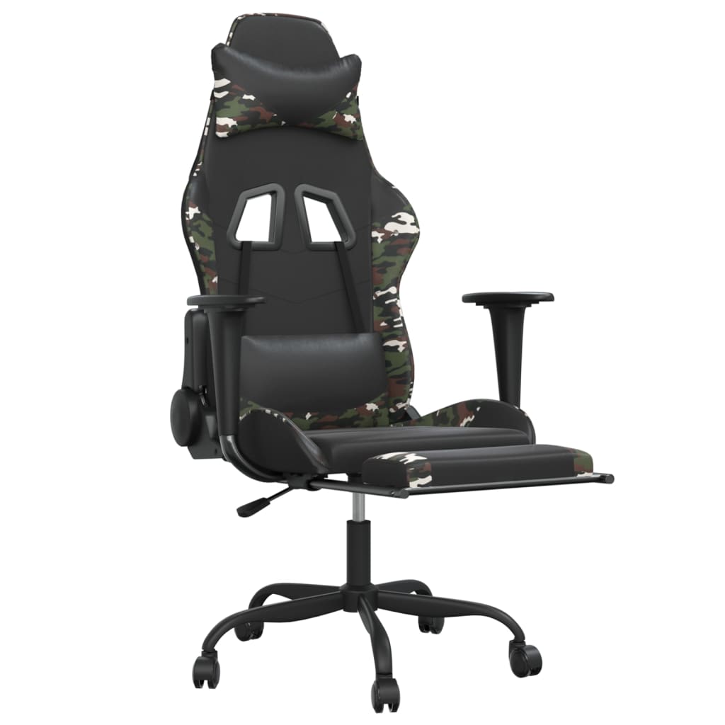 vidaXL Gaming Chair Swivel Massage Gaming Chair with Footrest Faux Leather-52