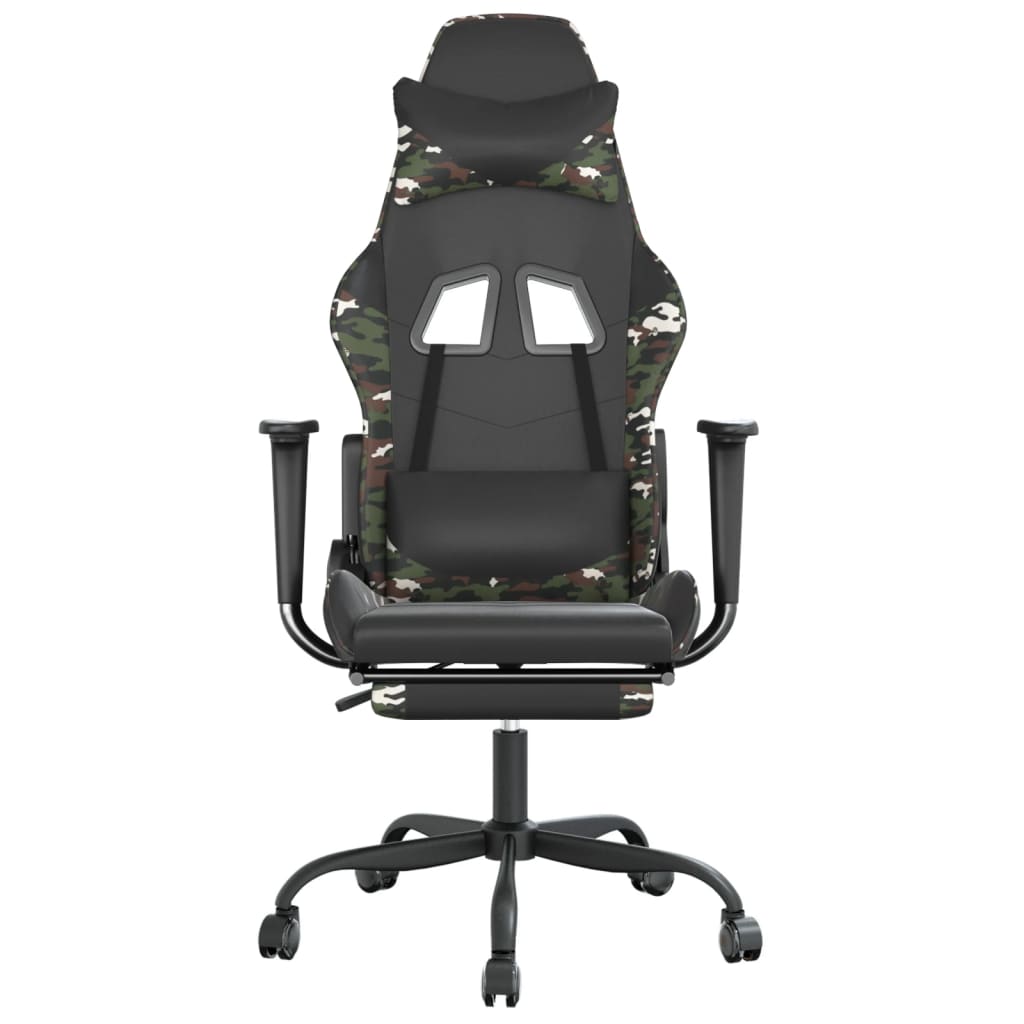 vidaXL Gaming Chair Swivel Massage Gaming Chair with Footrest Faux Leather-55