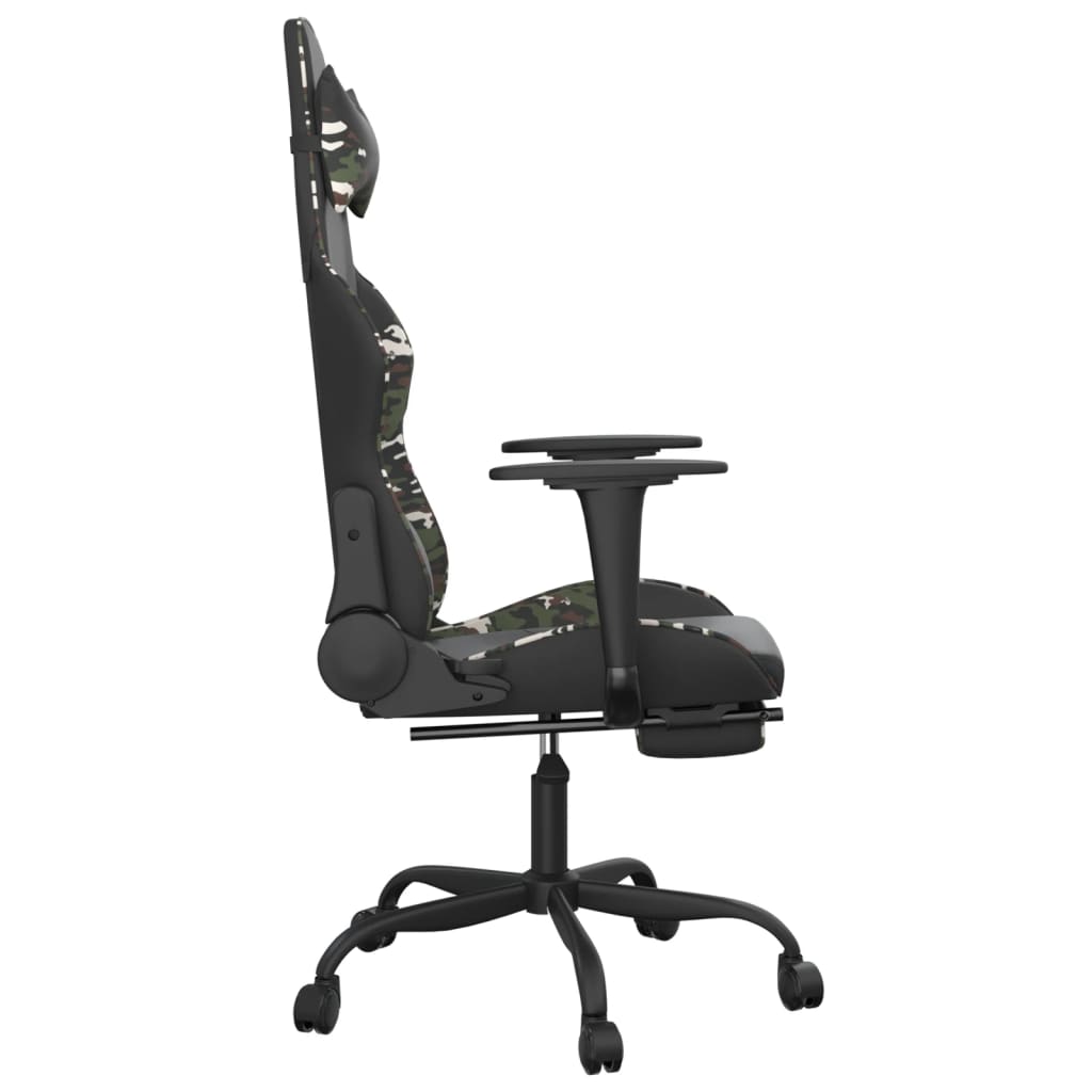 vidaXL Gaming Chair Swivel Massage Gaming Chair with Footrest Faux Leather-57