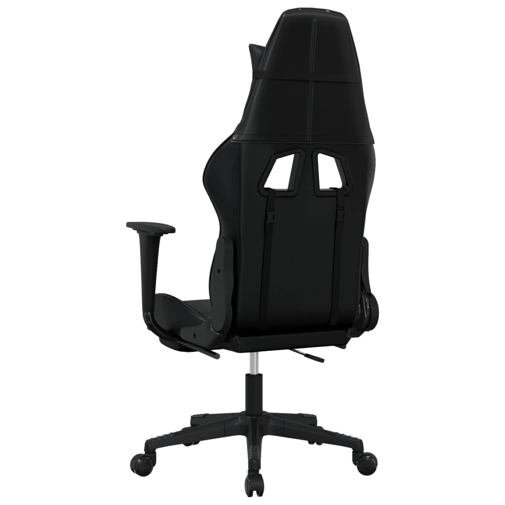vidaXL Massage Gaming Chair with Footrest Black Faux Leather-32