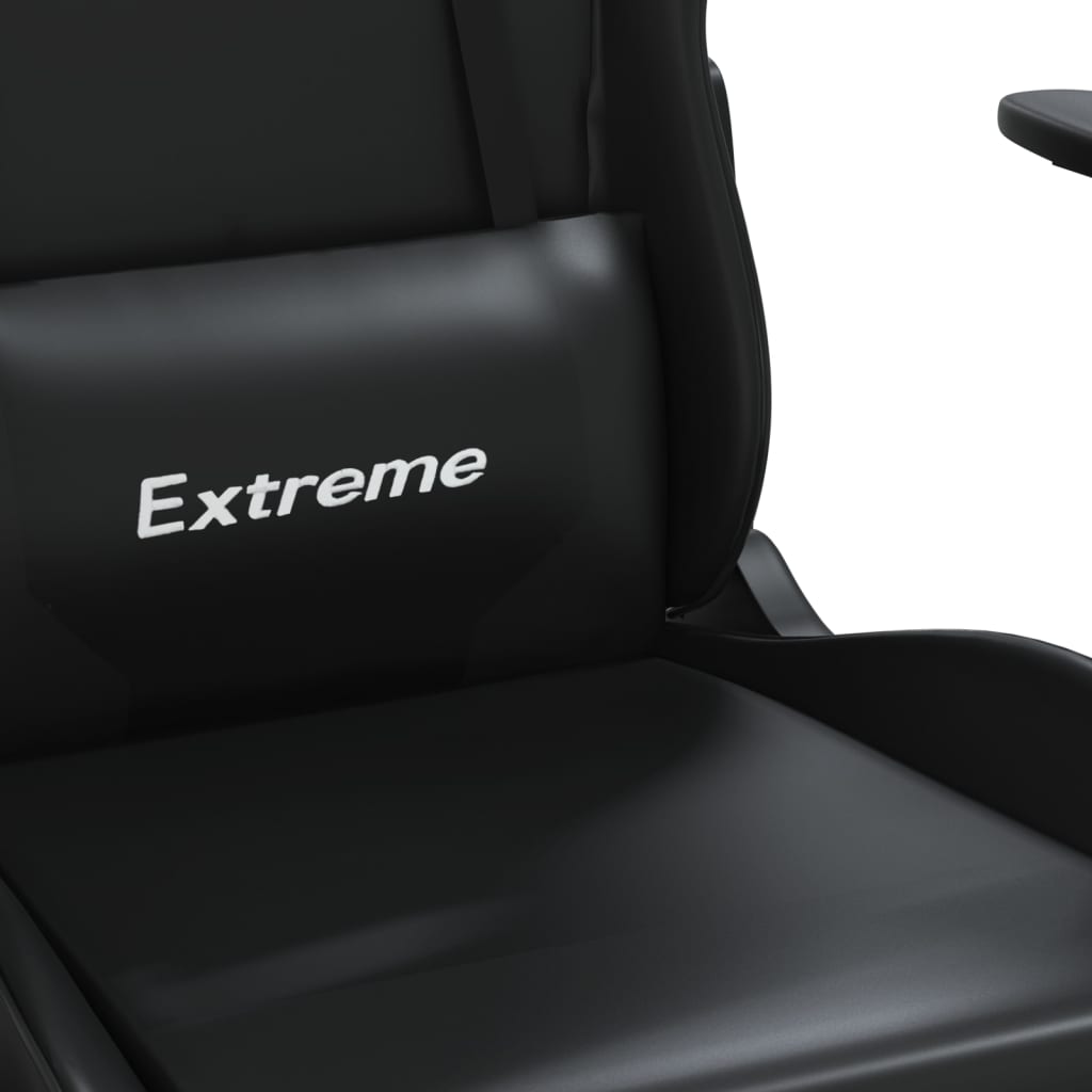 vidaXL Massage Gaming Chair with Footrest Black Faux Leather-34