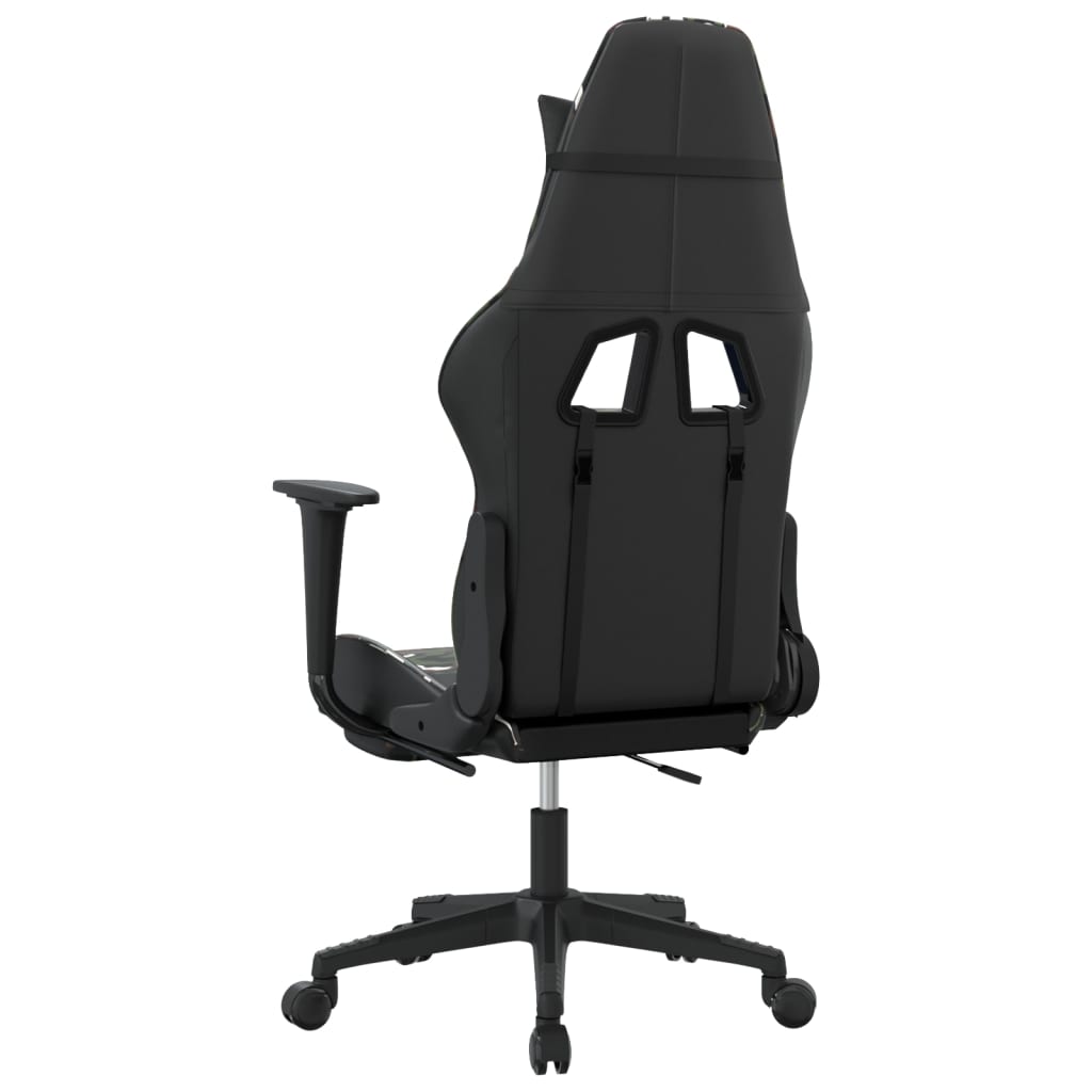 vidaXL Massage Gaming Chair with Footrest Black Faux Leather-54