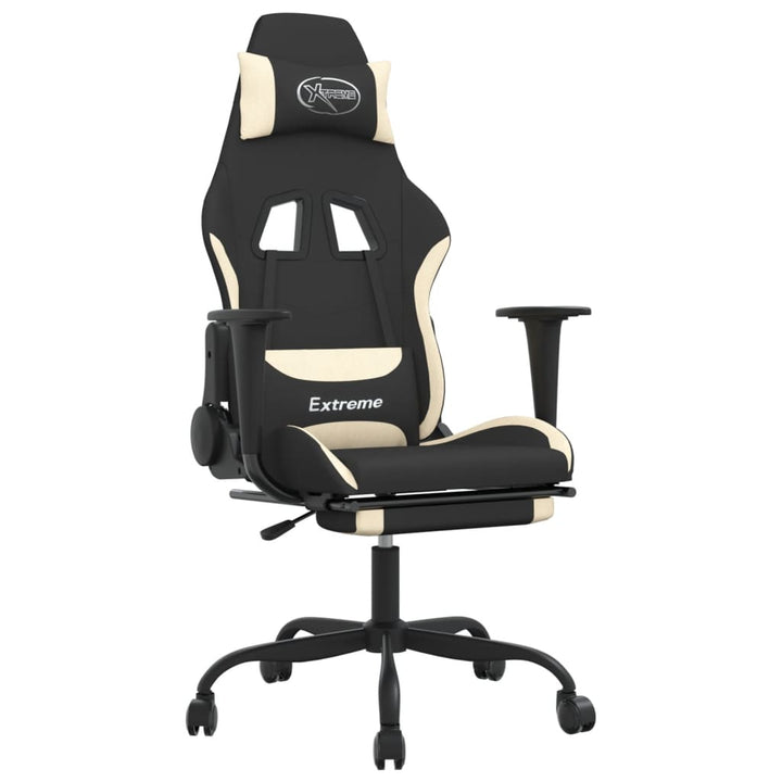 vidaXL Massage Gaming Chair with Footrest Black Fabric-27