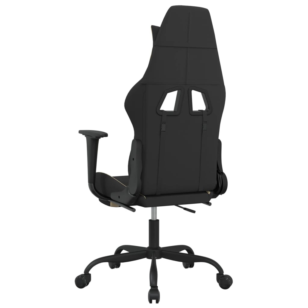 vidaXL Massage Gaming Chair with Footrest Black Fabric-34