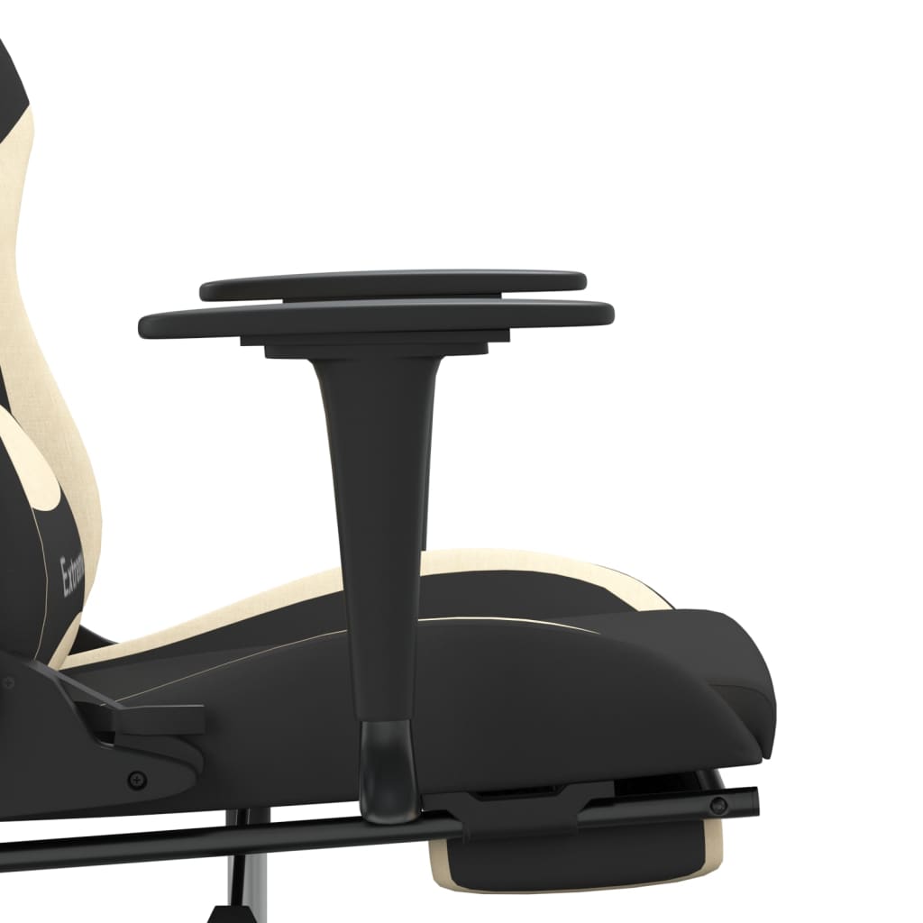 vidaXL Massage Gaming Chair with Footrest Black Fabric-37
