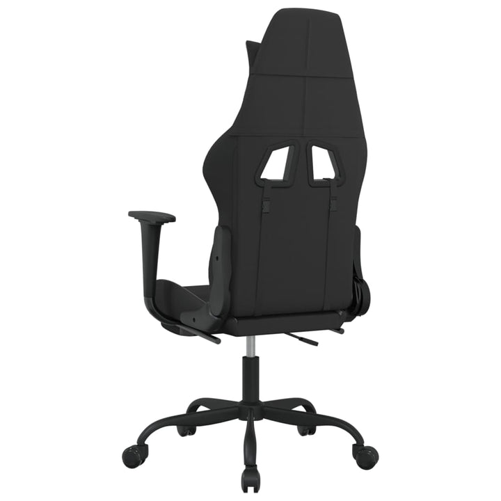 vidaXL Massage Gaming Chair with Footrest Black Fabric-78