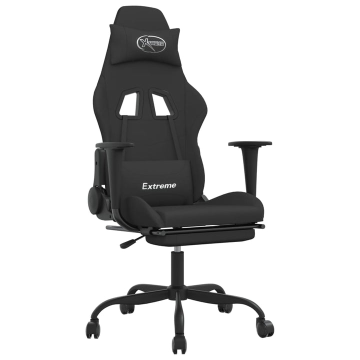 vidaXL Massage Gaming Chair with Footrest Black Fabric-20