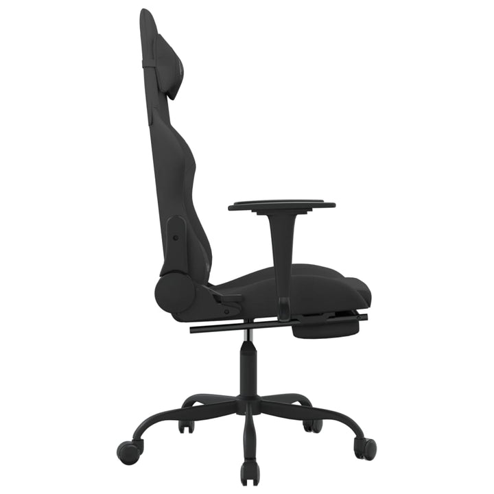 vidaXL Massage Gaming Chair with Footrest Black Fabric-43