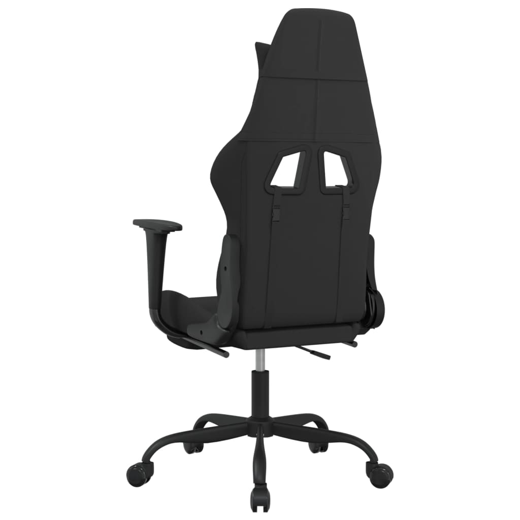 vidaXL Massage Gaming Chair with Footrest Black Fabric-44