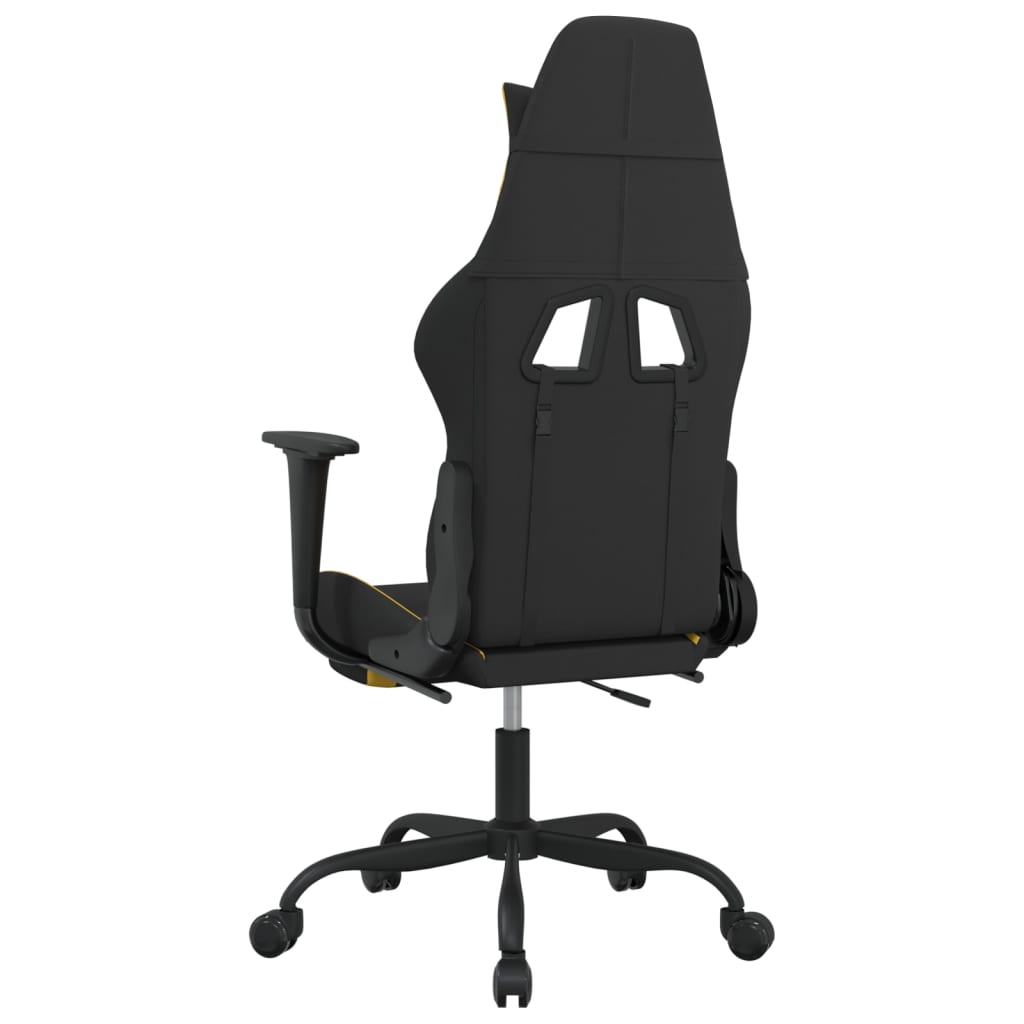 vidaXL Massage Gaming Chair with Footrest Black Fabric-3
