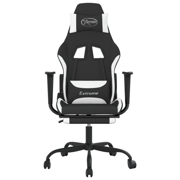 vidaXL Massage Gaming Chair with Footrest Black Fabric-14