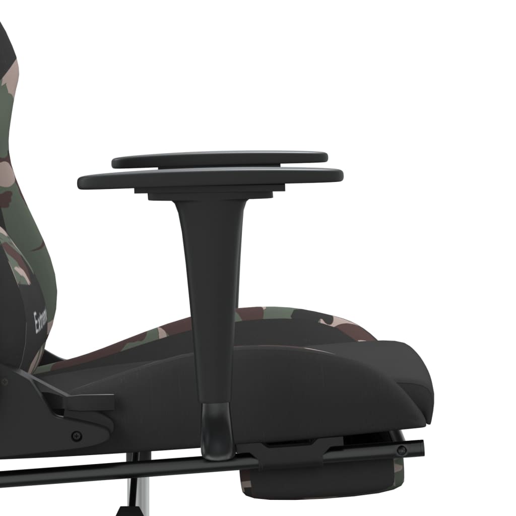 vidaXL Massage Gaming Chair with Footrest Black Fabric-31