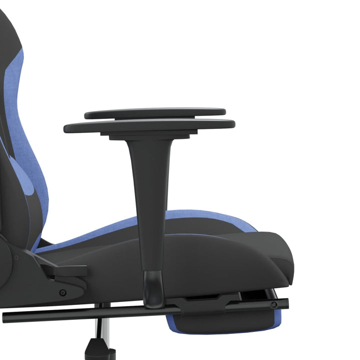 vidaXL Massage Gaming Chair with Footrest Black and Blue Fabric-65
