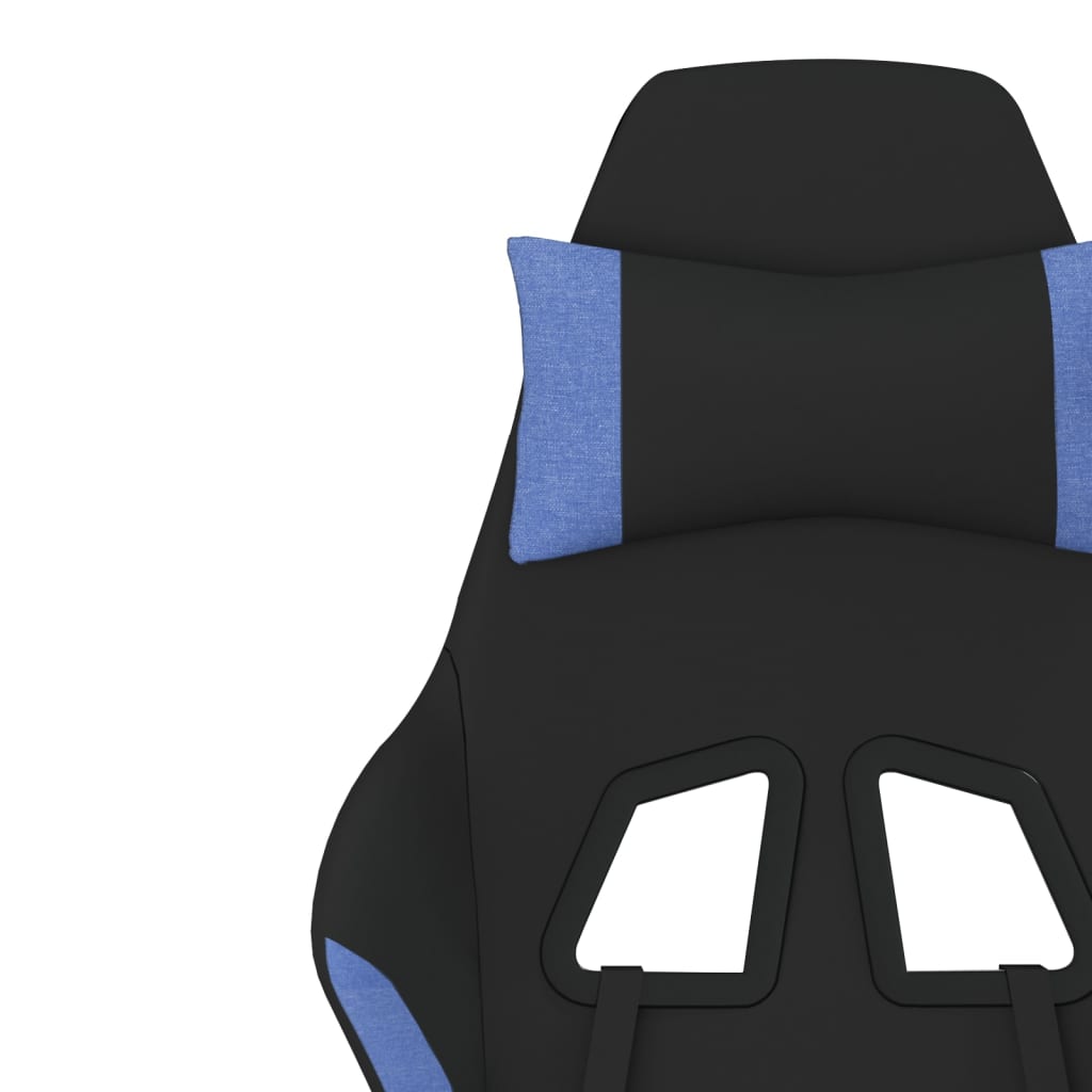 vidaXL Massage Gaming Chair with Footrest Black and Blue Fabric-45