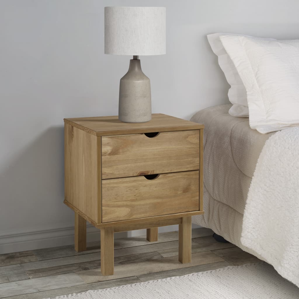 vidaXL Nightstand Bedside Table with Solid Wood Legs OTTA Solid Wood Pine-13