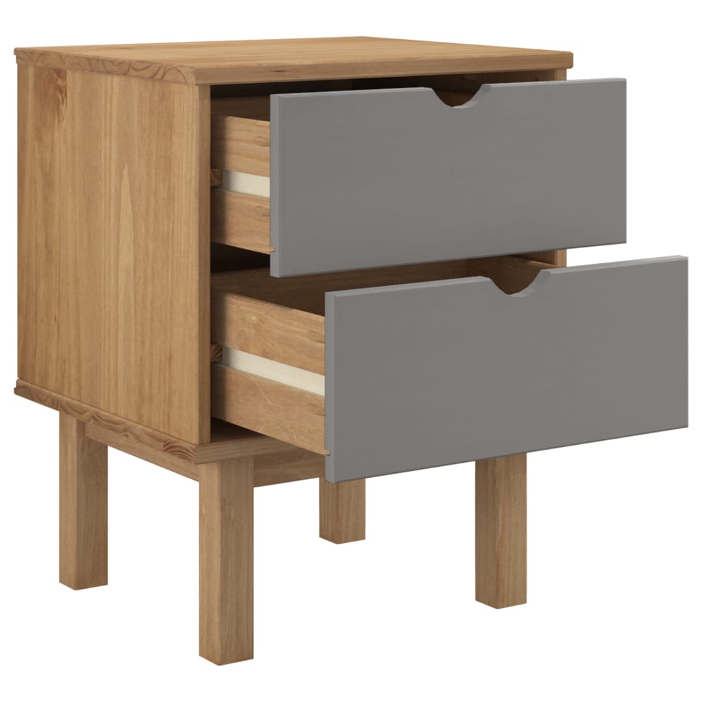 vidaXL Nightstand Bedside Table with Solid Wood Legs OTTA Solid Wood Pine-3