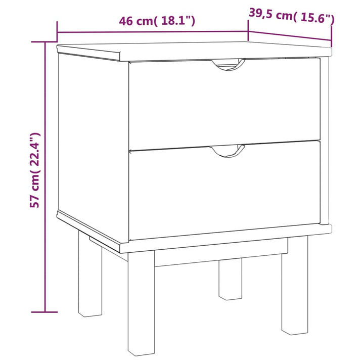 vidaXL Nightstand Bedside Table with Solid Wood Legs OTTA Solid Wood Pine-5