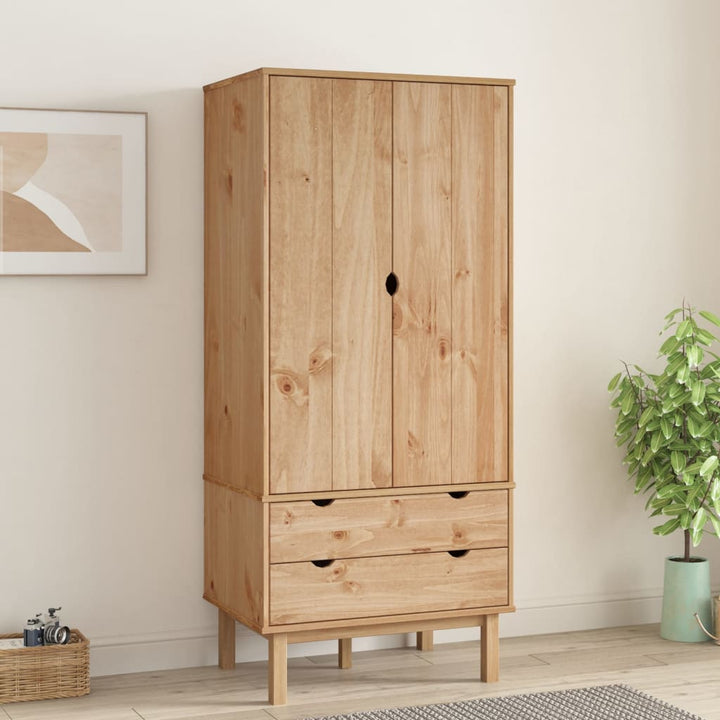 vidaXL Closet Cabinet Wardrobe Closet Organizer Armoire OTTA Solid Wood Pine-13