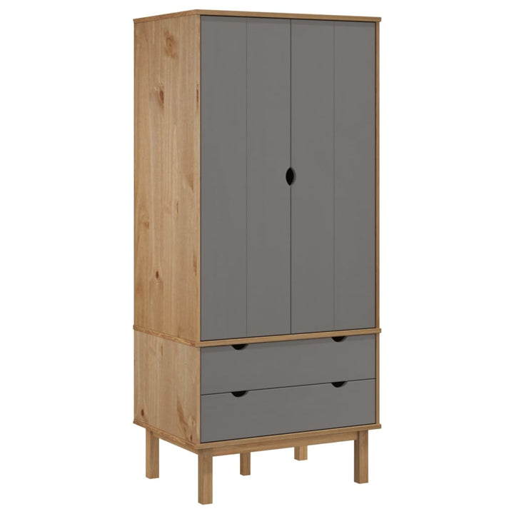 vidaXL Closet Cabinet Wardrobe Closet Organizer Armoire OTTA Solid Wood Pine-14