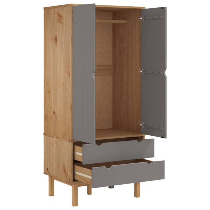 vidaXL Closet Cabinet Wardrobe Closet Organizer Armoire OTTA Solid Wood Pine-3