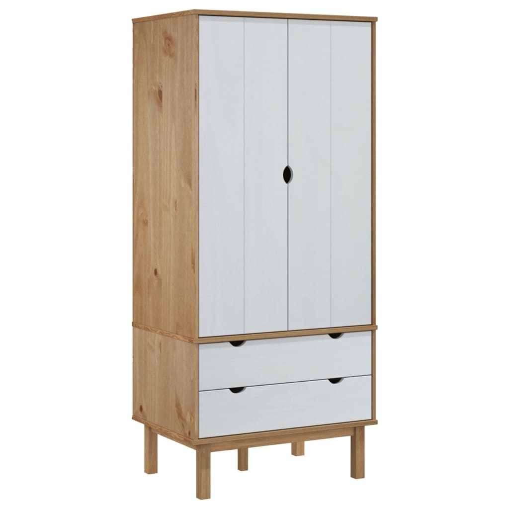 vidaXL Closet Cabinet Wardrobe Closet Organizer Armoire OTTA Solid Wood Pine-16