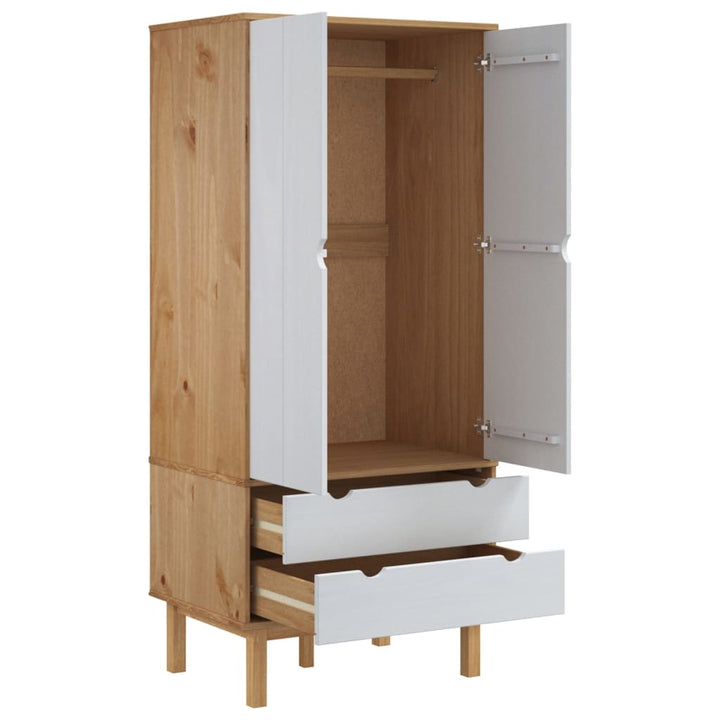 vidaXL Closet Cabinet Wardrobe Closet Organizer Armoire OTTA Solid Wood Pine-9