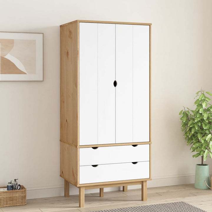 vidaXL Closet Cabinet Wardrobe Closet Organizer Armoire OTTA Solid Wood Pine-17