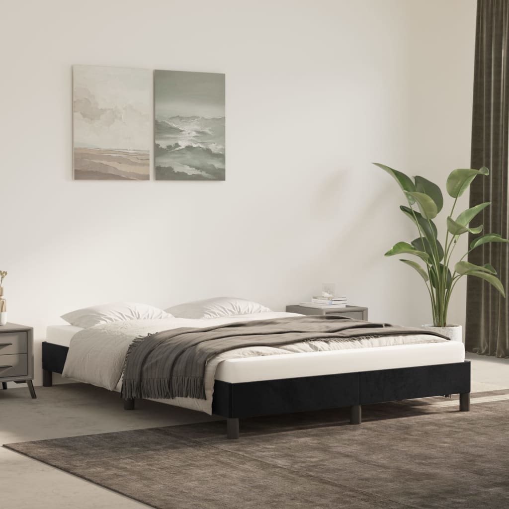 vidaXL Bed Frame Upholstered Platform Bed with Wooden Slats Support Velvet-7