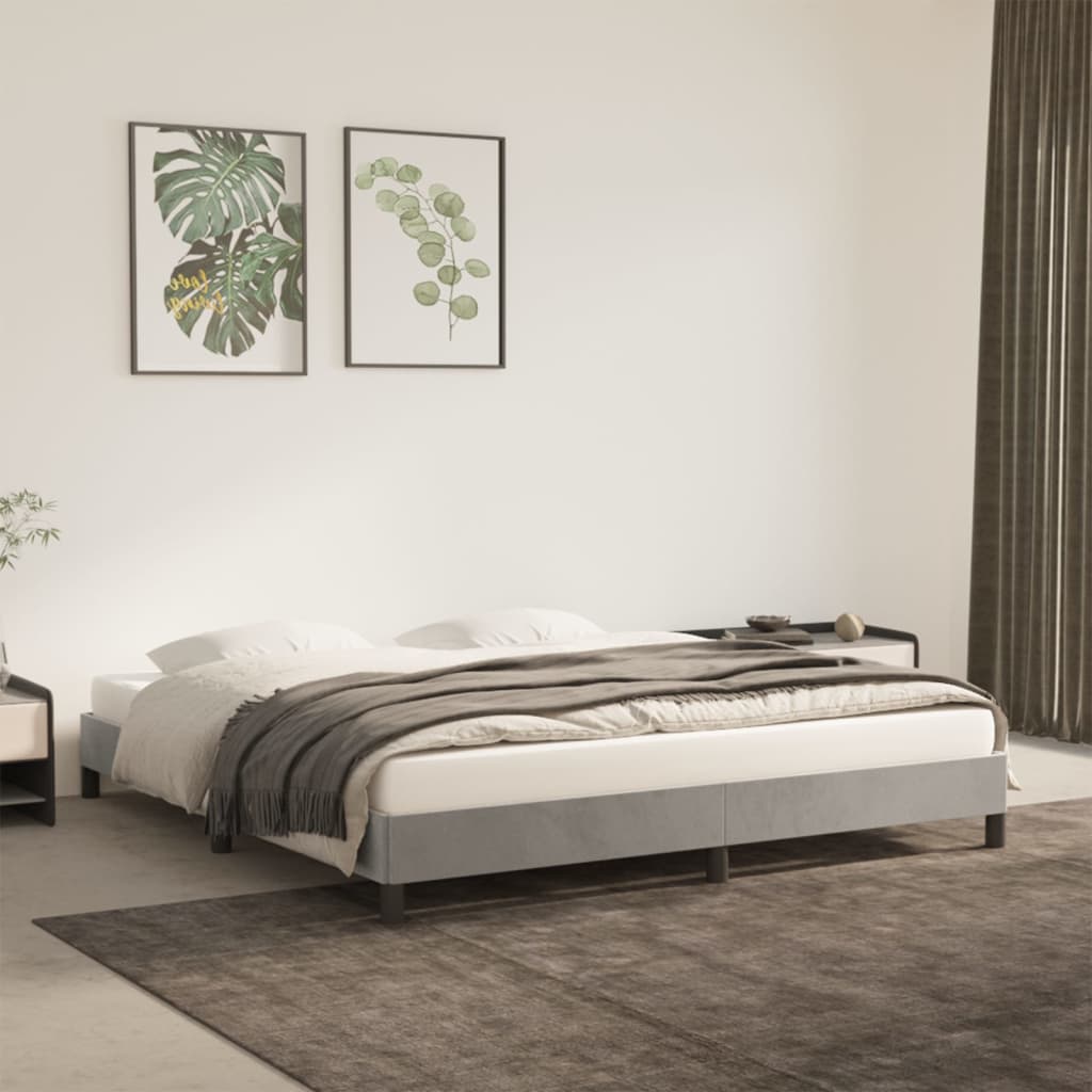 vidaXL Bed Frame Upholstered Platform Bed with Wooden Slats Support Velvet-35