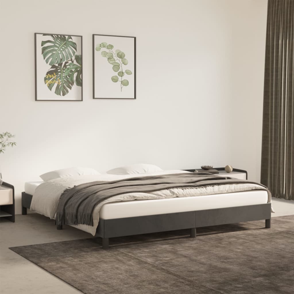 vidaXL Bed Frame Upholstered Platform Bed with Wooden Slats Support Velvet-69
