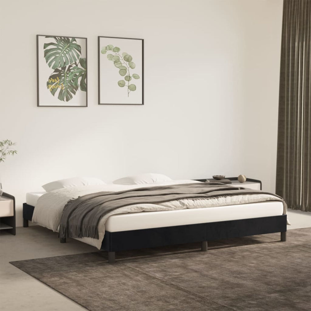 vidaXL Bed Frame Upholstered Platform Bed with Wooden Slats Support Velvet-11