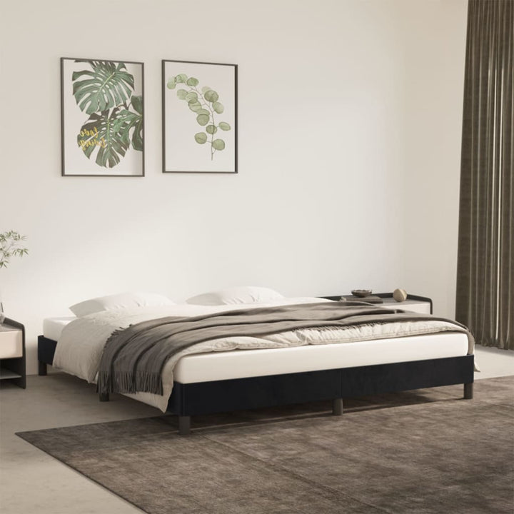 vidaXL Bed Frame Upholstered Platform Bed with Wooden Slats Support Velvet-45