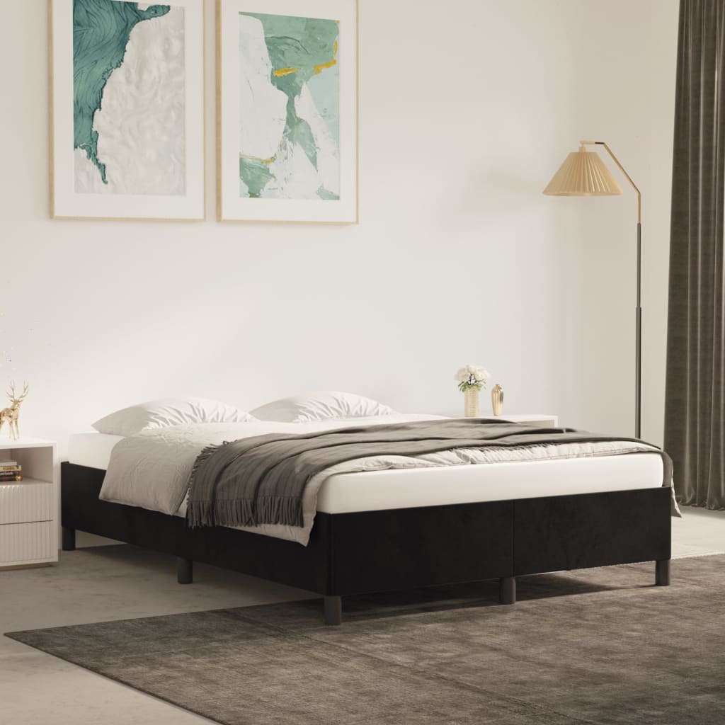 vidaXL Bed Frame Upholstered Platform Bed with Wooden Slats Support Velvet-3