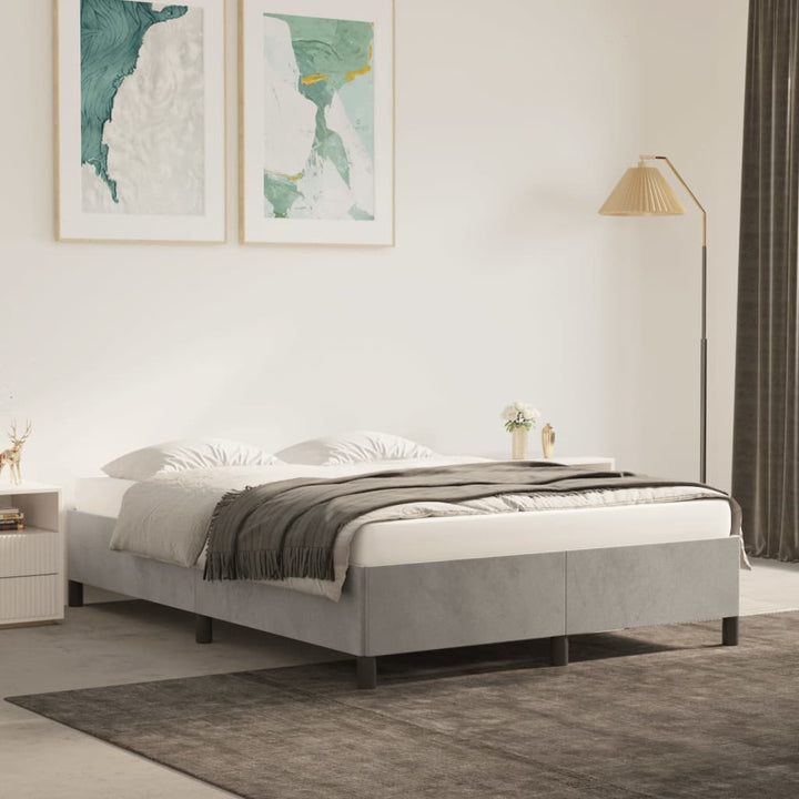 vidaXL Bed Frame Upholstered Platform Bed with Wooden Slats Support Velvet-79