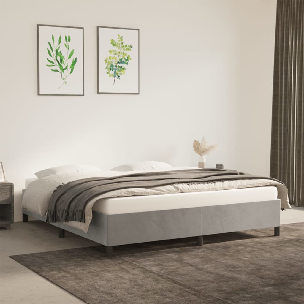 vidaXL Bed Frame Upholstered Platform Bed with Wooden Slats Support Velvet-59