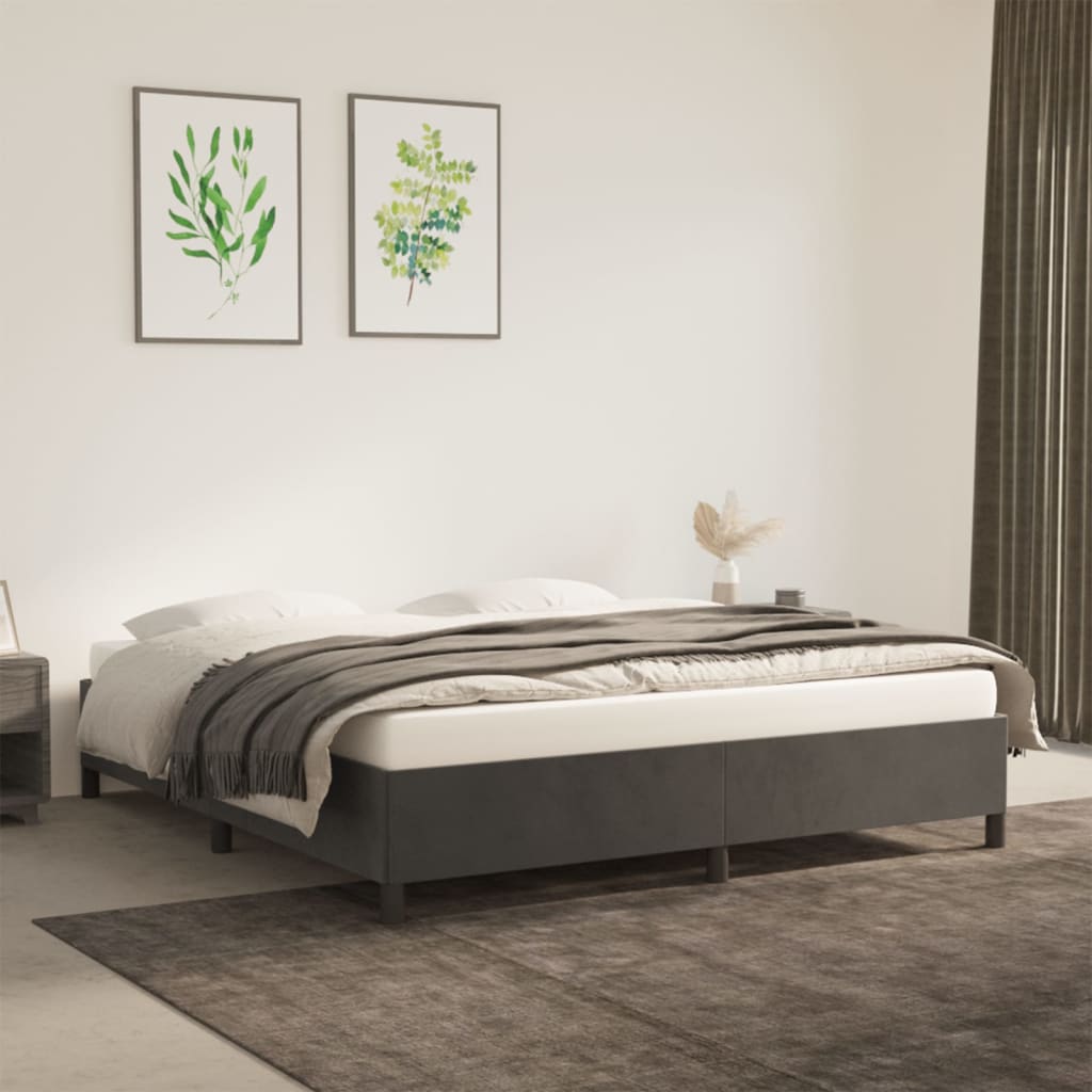 vidaXL Bed Frame Upholstered Platform Bed with Wooden Slats Support Velvet-33